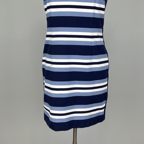 MICHAEL Michael Kors Womens Blue Stripe Sleeveless Sheath Dress Stretchy size 8 - Picture 3 of 12